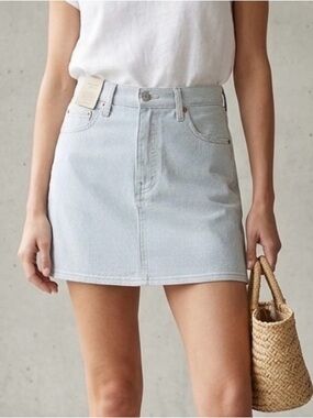 Levi's Strauss Pale Blue Icon Corduroy Striped Mini Skirt, 29